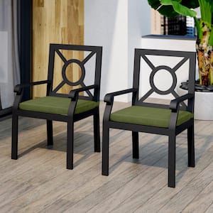kathy ireland Homes and Gardens Madison Ave Set of 2 Aluminum Outdoor Dining Armchairs with Cushions