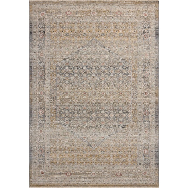 Chris Love Julia Ida Stone/Gold 2 ft. 3 in. x 3 ft. 10 in. Traditional Accent Rug