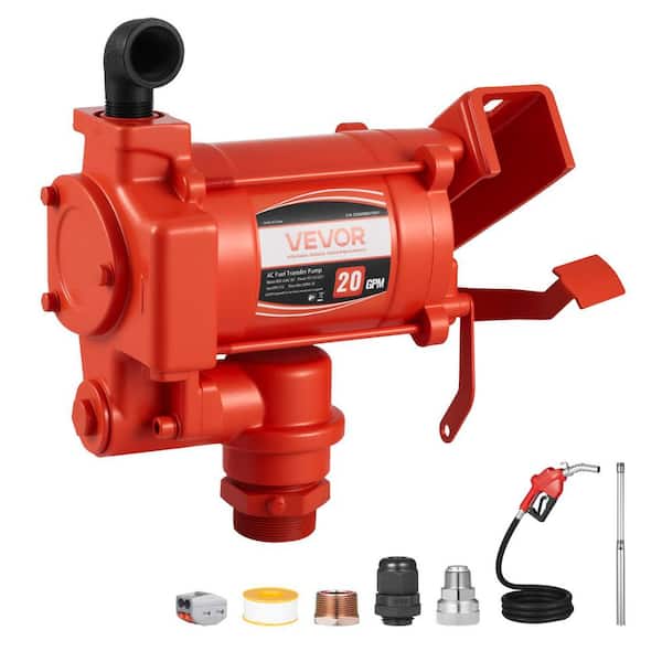 Fuel Transfer Pump 110V, 20 GPM 76 L/min, AC Electric Oil Transfer Pump, w/ Auto Shut-Off Fuel Nozzle and Discharge Hose