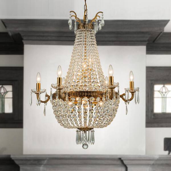 Antique / Vintage Brass & Crystal Chandelier With 8 Arms French Gold-plated  Chandelier Huge Chandelier Ceiling Lamp Lighting Fixtures 
