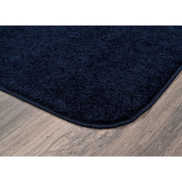 Gramercy Navy Blue Solid Rectangle 2-Piece (Contour and 20 in. x34 in. ) Bath Rug Set