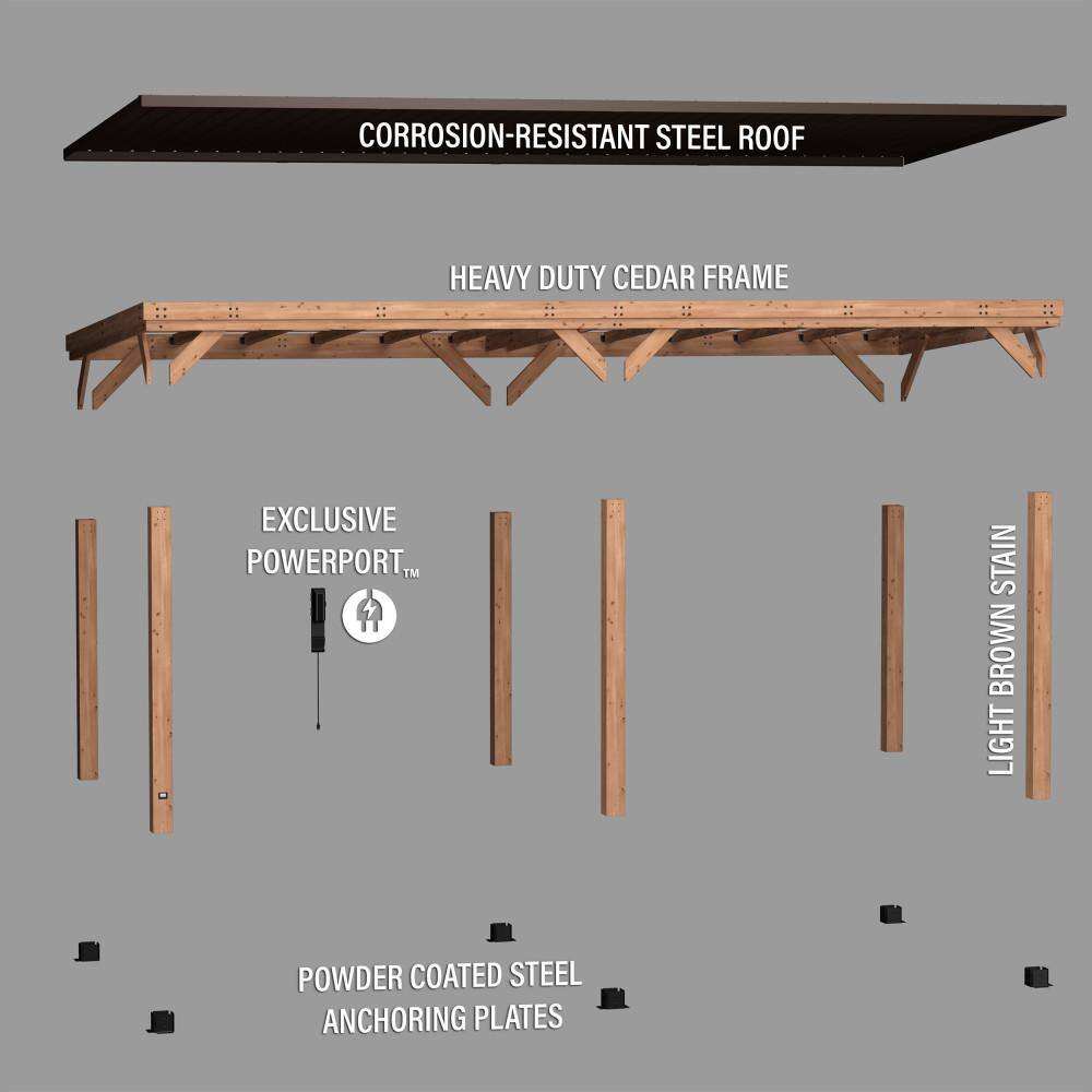 Arcadia 24'x12' Cedar Wood Gazebo with Galvanized Steel Roof