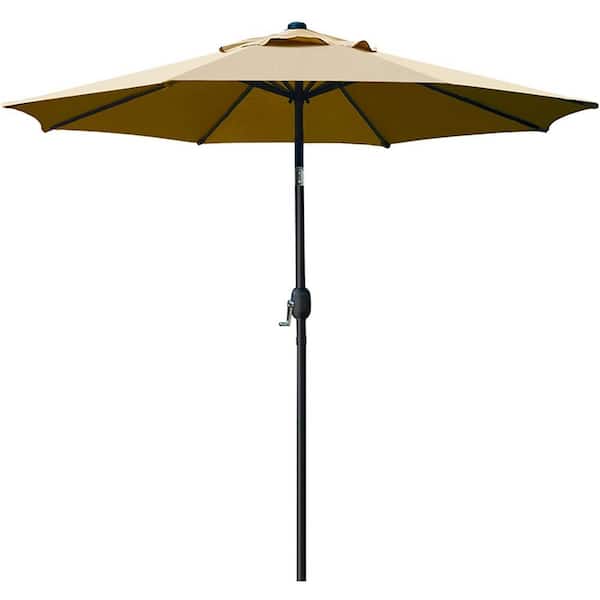 Dyiom 9 ft. Aluminum Outdoor Market Patio Umbrella in Tan with 8 Sturdy Ribs