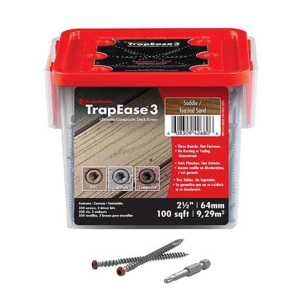 FastenMaster TrapEase 3 - 2-1/2 in. Color Match Deck Fastener - Saddle/Brown (350 Pack)