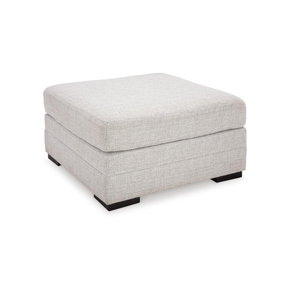 Carly Stone Gray and Black Polyester Square Accent Oversized Ottoman