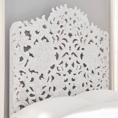 Nadia Carved Whitewash Queen Bed with Arch