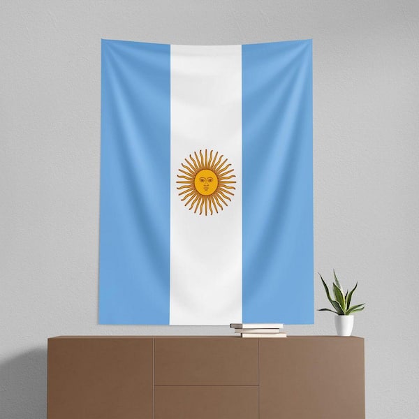 Argentina Flag Geometric Multicolor Wall Hanging 34x40 in.