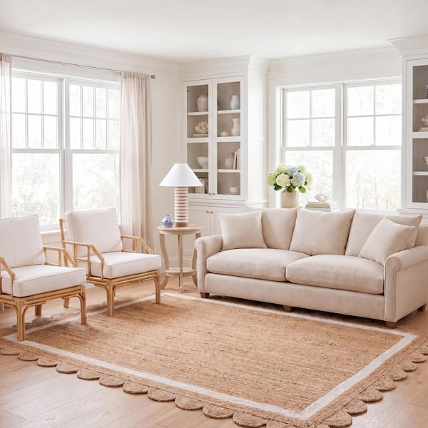 Natural Fiber 6 ft. x 9 ft. Natural/Ivory Solid Color Area Rug