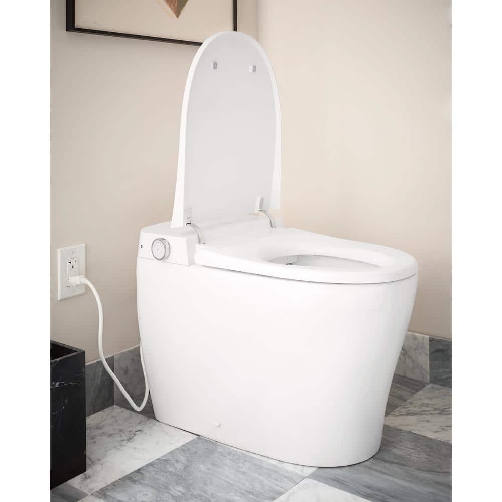 White Elongated One-Piece Smart Toilet with Remote