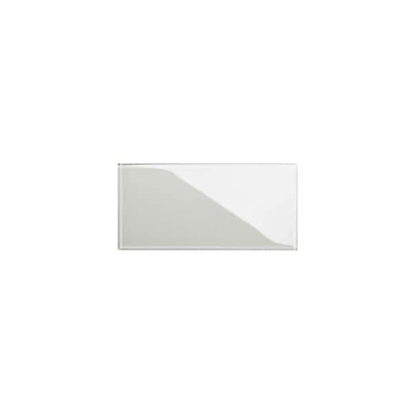 3 in. x 6 in. x 8 mm Light Gray Glass Subway Tile Sample