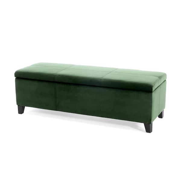 Noble House Canterbury Forest Green Storage Ottoman 110663 - The Home Depot