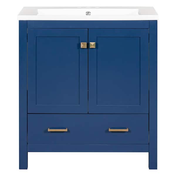 Tenleaf 29.50 in. W x 17.50 in. D x 33.00 in. H Bath Vanity Cabinet without Top in Blue Unassembled, Soft Closing Door