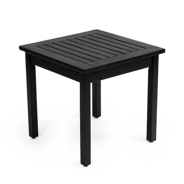 Archer 18.9 in. Modern Classic Square Slatted Solid Acacia Wood Indoor/Outdoor Adirondack Side Table, Black