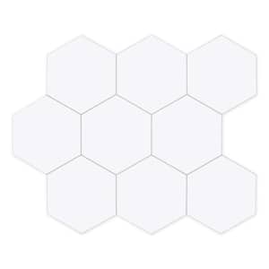 Big Hexagon 11.6 in. x 10.1 in. White Peel and Stick Backsplash Stone Composite Wall Tile (10-Tiles, 8.20 sq. ft.)