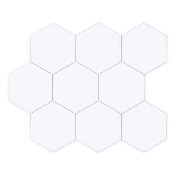 sunwings Big Hexagon 11.6 in. x 10.1 in. White Peel and Stick Backsplash Stone Composite Wall Tile (10-Tiles, 8.20 sq. ft.)