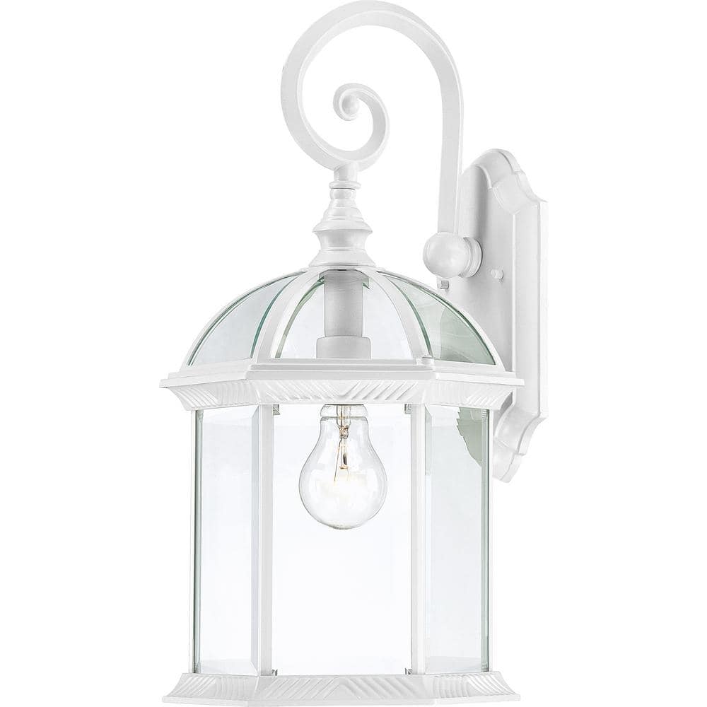 Charming Traditional White Lantern Wall Sconce, 19" Height