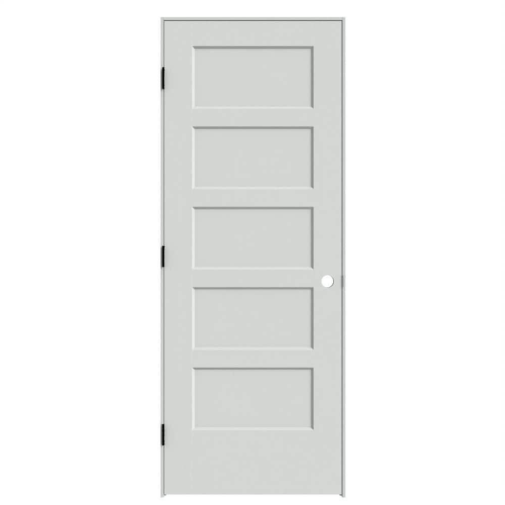 30 in. x 80 in. 5-Panel Bayshore Right-Hand Solid Core Primed Molded Composite Single Prehung Interior Door w/ Flat Jamb price history on PriceWatchPro