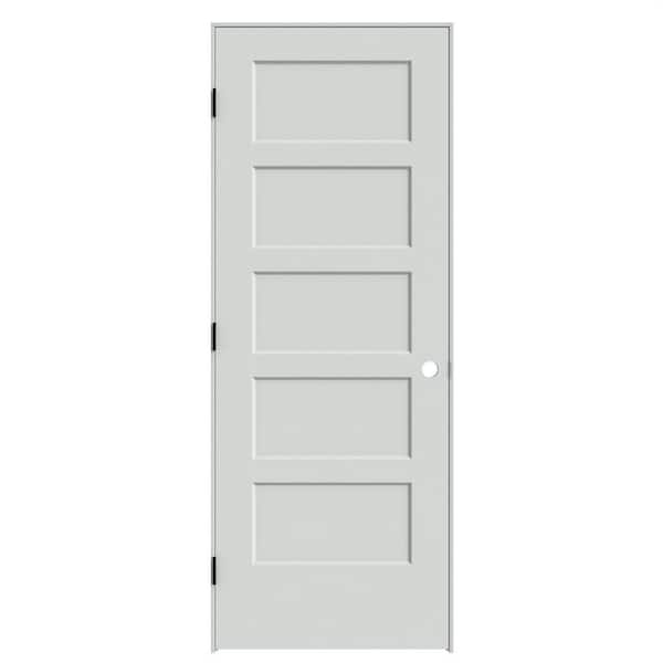 Masonite 30 in. x 80 in. 5-Panel Bayshore Right-Hand Solid Core Primed Molded Composite Single Prehung Interior Door w/ Flat Jamb