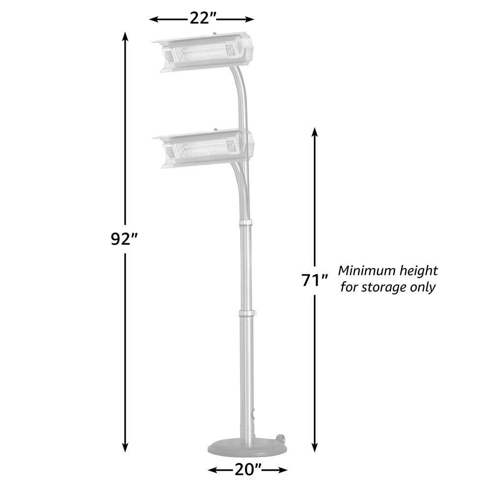 Black Powder Coated Steel Telescoping Infrared Patio Heater with Wheels