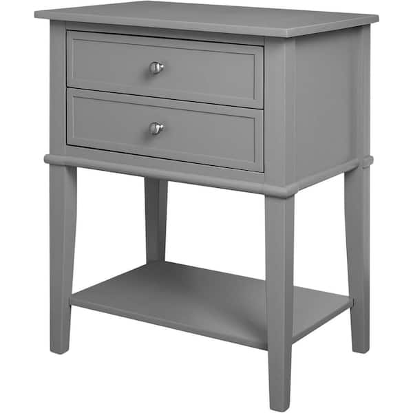 Ameriwood Queensbury Gray Accent Table with 2-Drawers