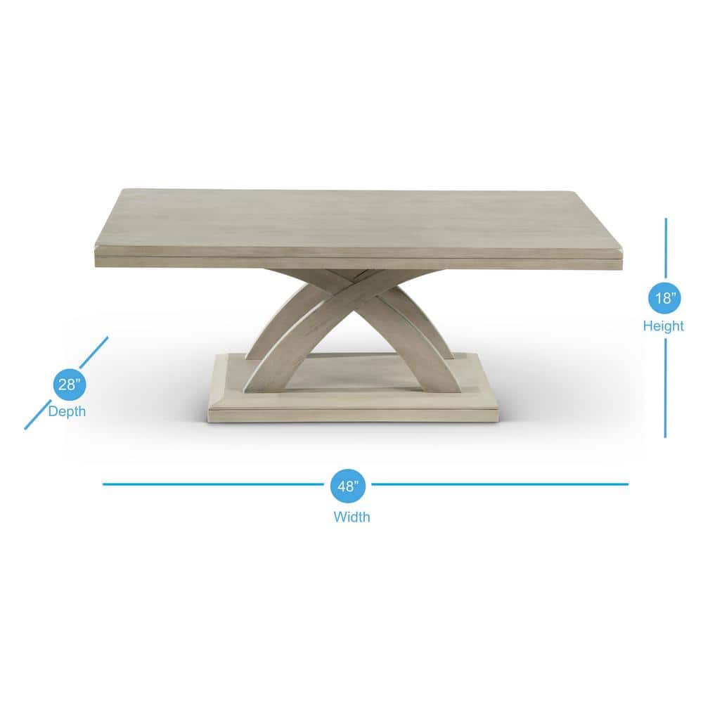 Transitional Gray Wood Rectangular Cocktail Table, 48"W
