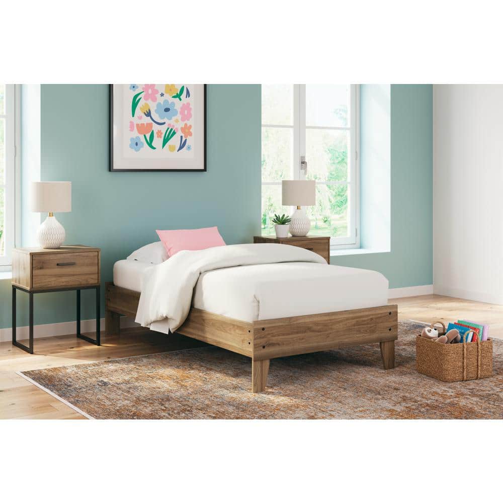 Deanlow Twin Wood Platform Bed with Storage Drawer