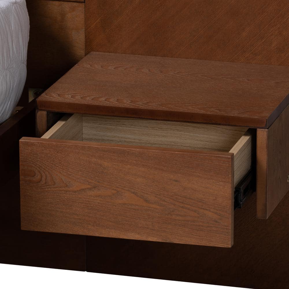 Graham Ash Walnut Queen Platform Bed with Storage and Nightstands