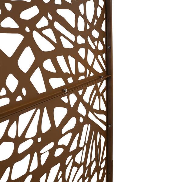 4 ft. x 6.3 ft. Brown Steel Outdoor Privacy Screen Freestanding