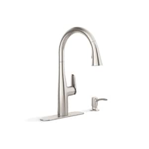 Easmor Single-Handle Pull Down Sprayer Kitchen Faucet in Vibrant Stainless
