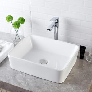 16 in. x 12 in. Rectangle Ceramic Bathroom Vessel Sink in White