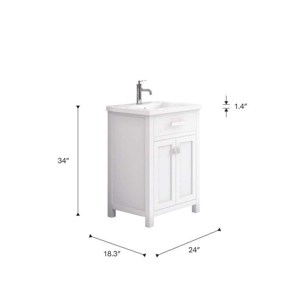 Myra Pure White Solid Wood Single Bathroom Vanity with Ceramic Sink