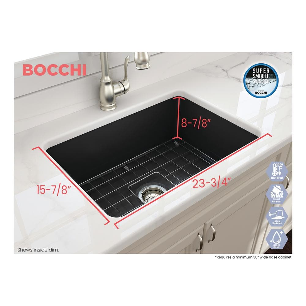 Matte Dark Gray Fireclay Single Bowl Drop-in Kitchen Sink