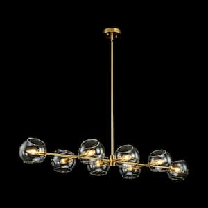 Josiah 8-Light Gold Linear Branch Sputnik Pendant Chandelier with Unique Clear Glass Shade