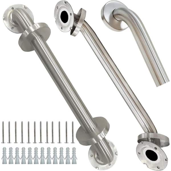 Lynzavix 24 in. x 1.25 in. Concealed Screw Grab Bar, Stainless Steel, Waterproof, for Elders and Pregnant, Chrome Polished 2-Pack