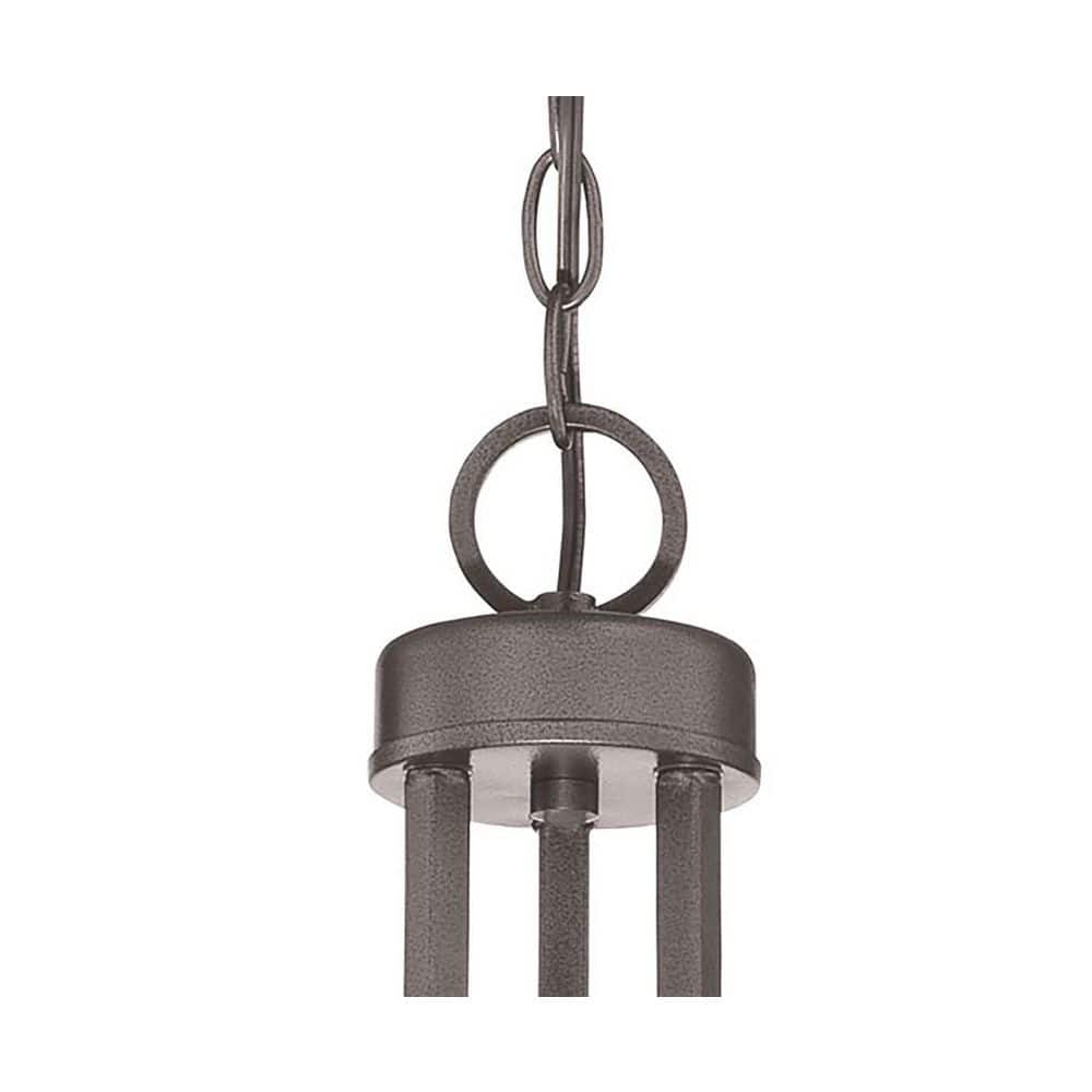 Smoked Iron Mini 3-Light Chandelier with Clear & Etched Glass