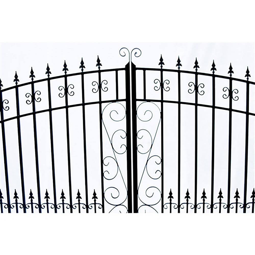 Venice Style Black Steel Dual Driveway Gate with Pedestrian Access