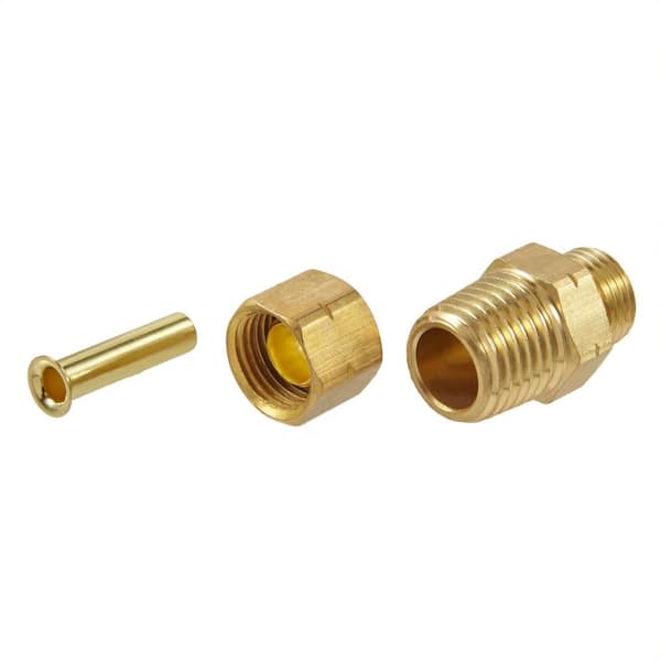 Everbilt 3/8 in. x 1/4 in. OD Compression Brass Reducing Coupling Fitting  801229 - The Home Depot