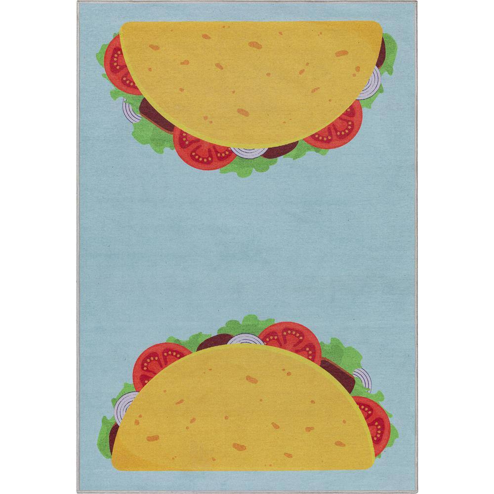 Apollo Taco Modern Printed Multi Blue 5 ft. x 7 ft. Area Rug price history on PriceWatchPro