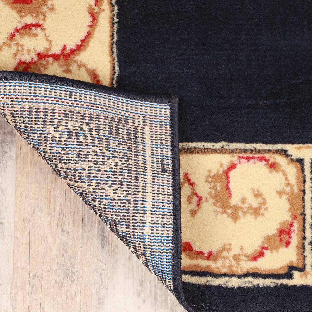 Midnight Blue Floral Medallion Synthetic Area Rug, 8' x 10'