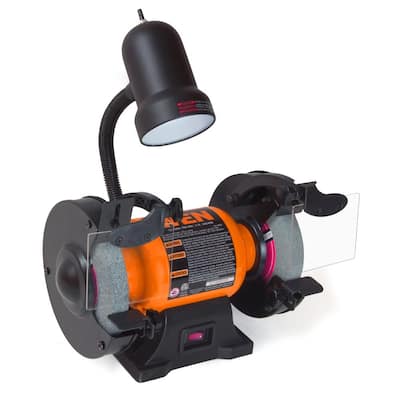 6 in. 2.1 Amp Single Speed Bench Grinder with Flexible Work Light