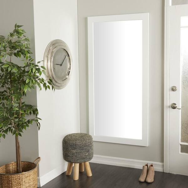 Litton Lane 65 in. x 33 in. Rectangle Framed White Wall Mirror