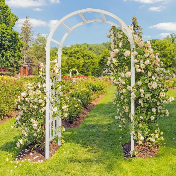 Duratrel Dura-Trel Elmwood Arbor 57 By 85 Inch PVC Patio Garden Arch Outdoor Lattice Frame