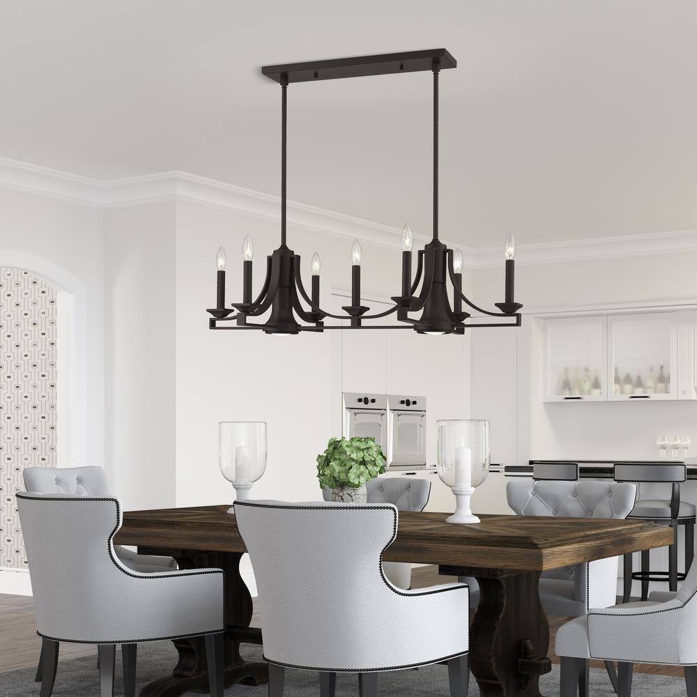 Modern Transitional Bronze Steel 9-Light Indoor Chandelier