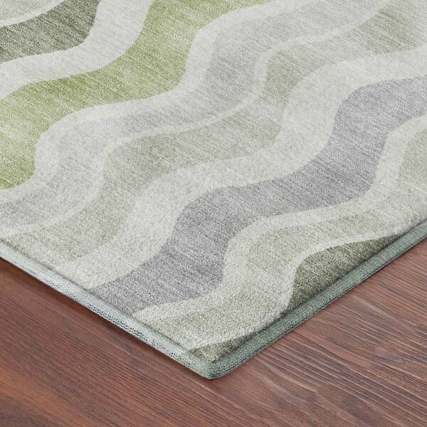 Mayfield Premium Machine Washable Abstract AMF2342 Aloe 10 ft. x 14 ft. Area Rug