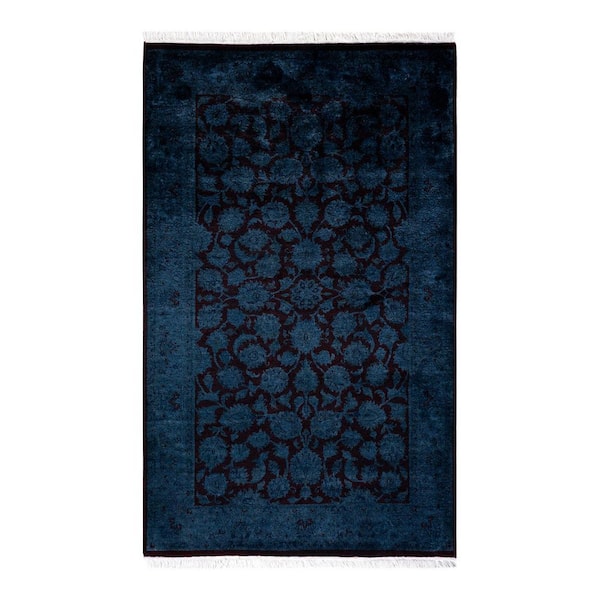 Overdyed Blue 3 ft. 1 in. x 5 ft. 3 in. Wool Indoor Area Rug