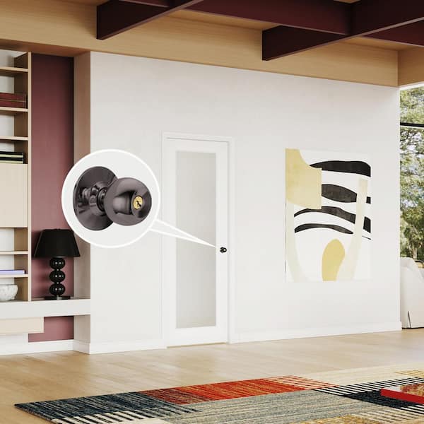 TENONER 24 in. x 80 in. Full-Lite Frosted Glass Interior Door Slab Solid Core MDF White Finished With Black Goal Doorknob