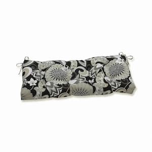 Floral Rectangular Outdoor Bench Cushion in Black