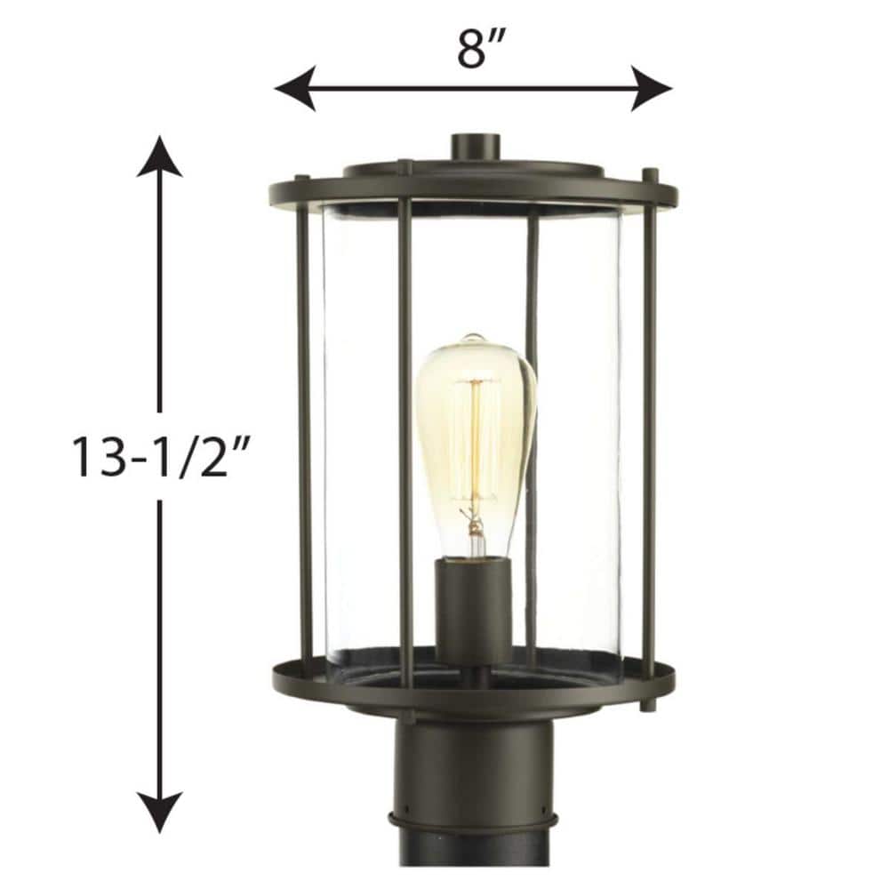 Gunther Antique Bronze Outdoor Post Lantern with Clear Glass