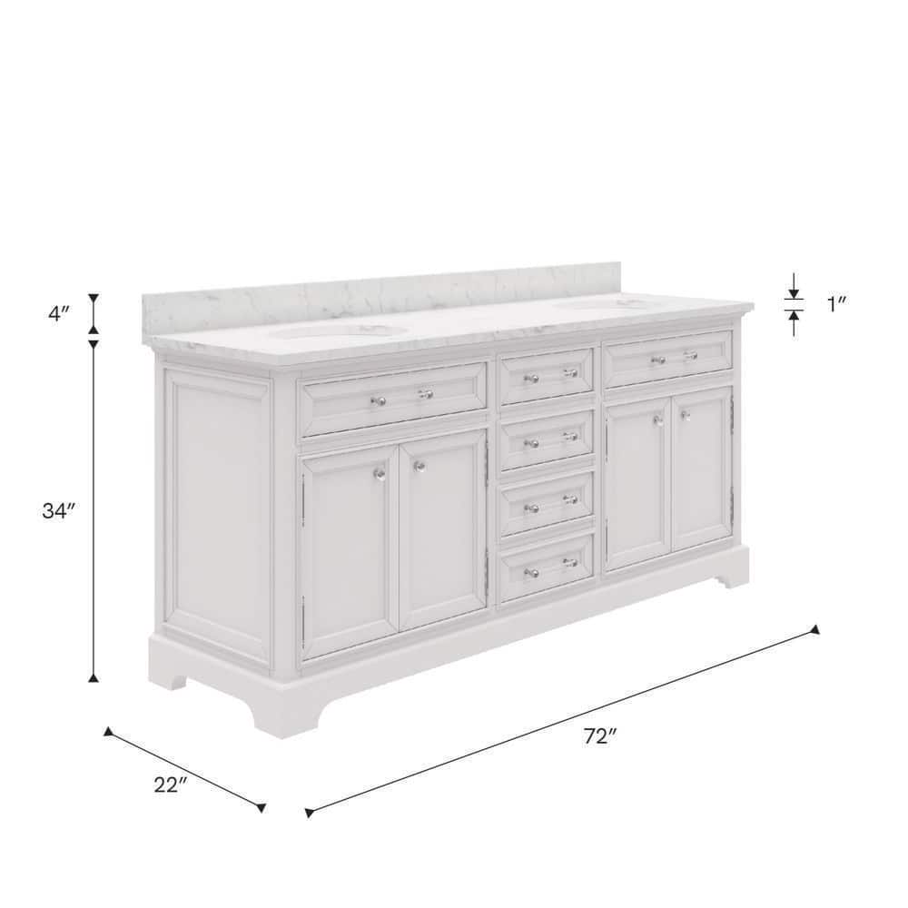 Pure White Double Sink Freestanding Bathroom Vanity with Marble Top
