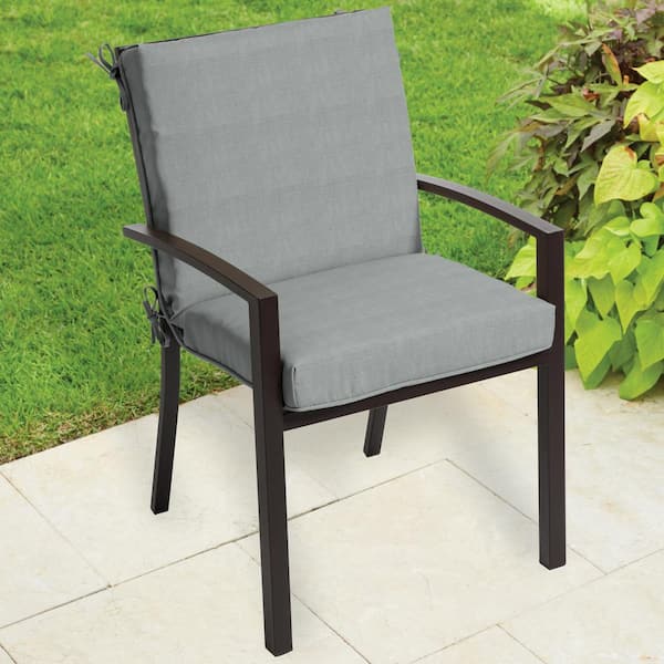 Hampton Bay Cushionguard Pewter Outdoor Mid Back Dining Chair Cushion 7250 04524811 The Home Depot